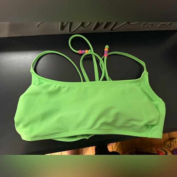 Wild Fable Beaded Wrap Bralette Bikini Top Bright Mint Green Size Large NWT - Picture 4 of 9